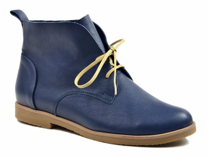 Botki półbuty skóra 39 GRACE granatowe 09232
