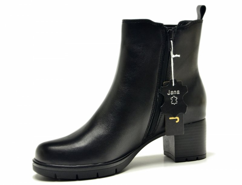 Botki skóra damskie 41 JANA 25730 czarne skórzane na obcasie