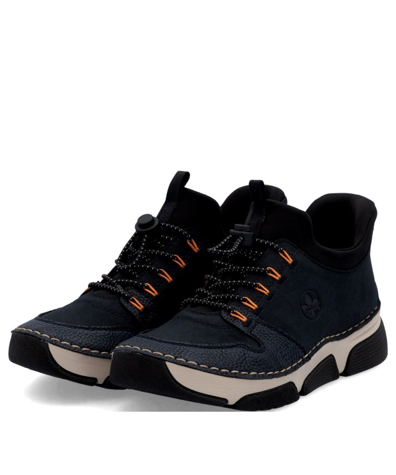BOTKI sneakersy 36 RIEKER 45963 skóra granatowe damskie półbuty