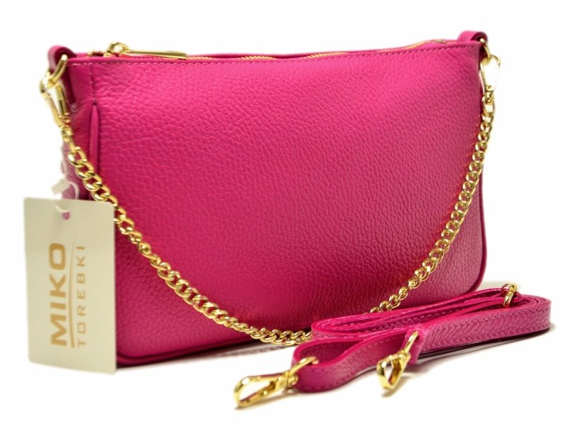 TOREBKA skóra listonoszka MIKO fuksja skórzana różowa