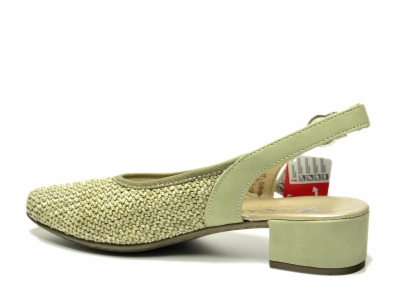 Czółenka 39 RIEKER 47060 z odkrytą piętą zielone khaki
