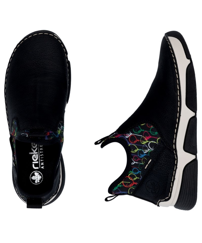BOTKI sneakersy 37 RIEKER 45957 czarne damskie półbuty 