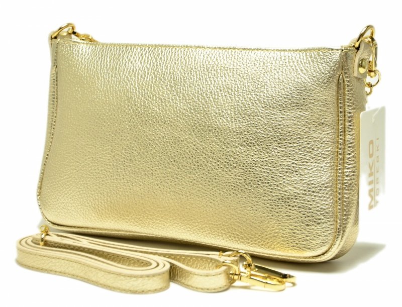 TOREBKA skóra listonoszka MIKO złota skórzana 