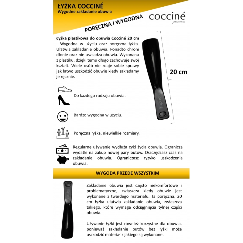 Łyżka do butów plastikowa czarna COCCINE 20cm