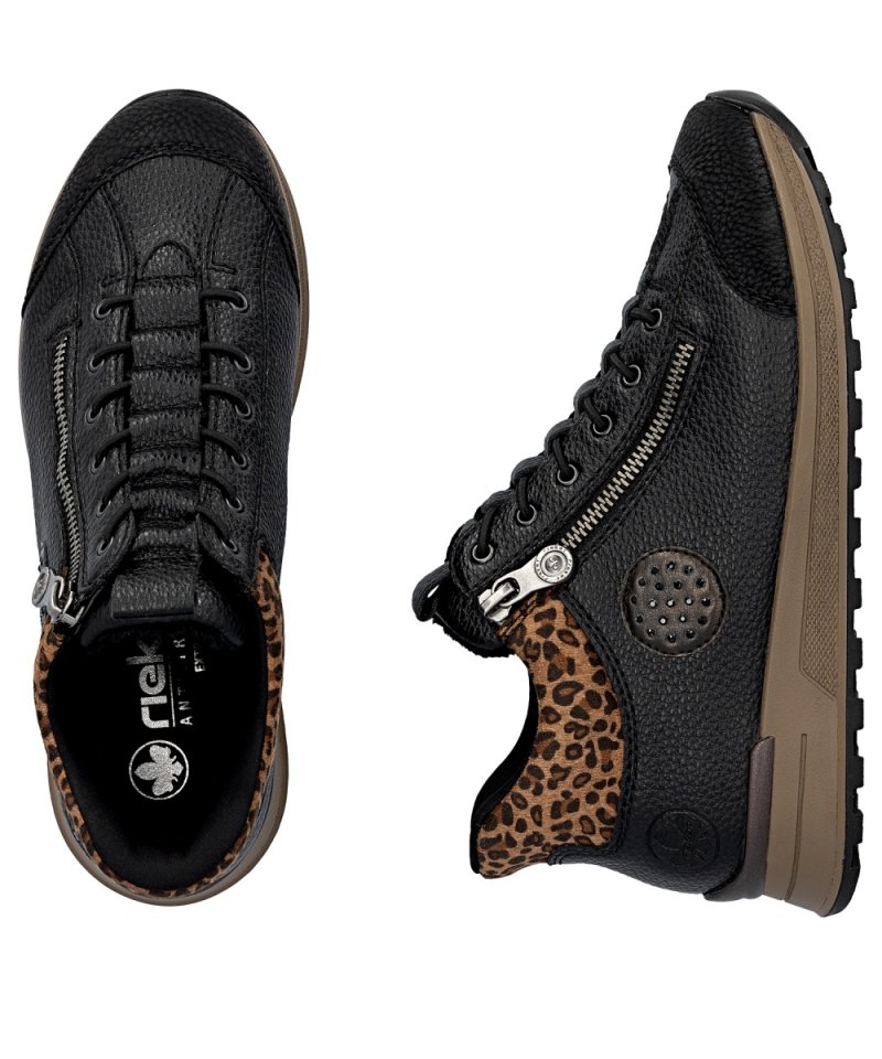 BOTKI sneakersy 37 RIEKER 1457 czarne damskie półbuty