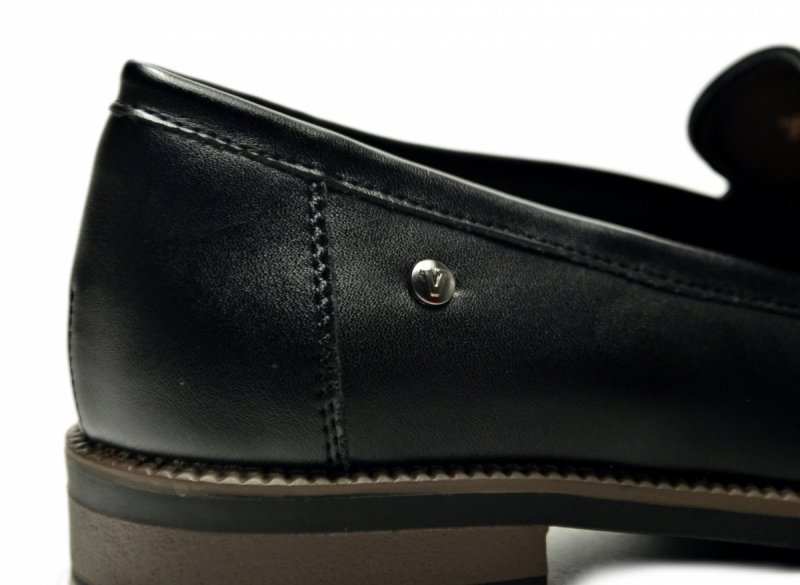 Mokasyny czarne skóra 41 półbuty VINCEZA 18131 skórzane damskie