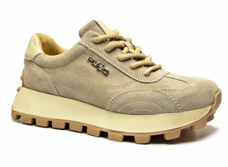 Sneakersy beż 37 skóra FILIPPO 7498 beżowe skórzane zamsz półbuty