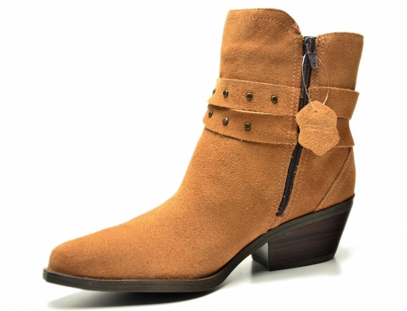 Botki 39 BOTTERO 347707 skóra kowbojki brązowe skórzane zamsz brąz