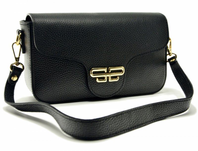 TOREBKA skóra listonoszka MIKO czarna skórzana 