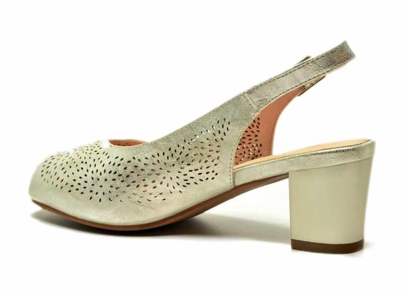 Sandałki damskie złote 37 na obcasie POTOCKI 12762 czółenka