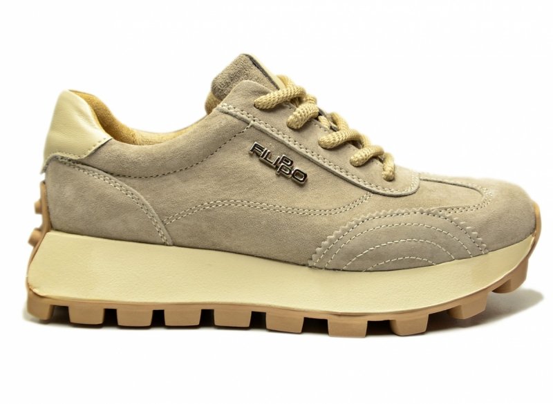 Sneakersy beż 37 skóra FILIPPO 7498 beżowe skórzane zamsz półbuty