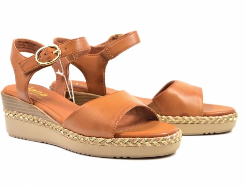Sandały 37 JANA 28365 sandałki camel na koturnie