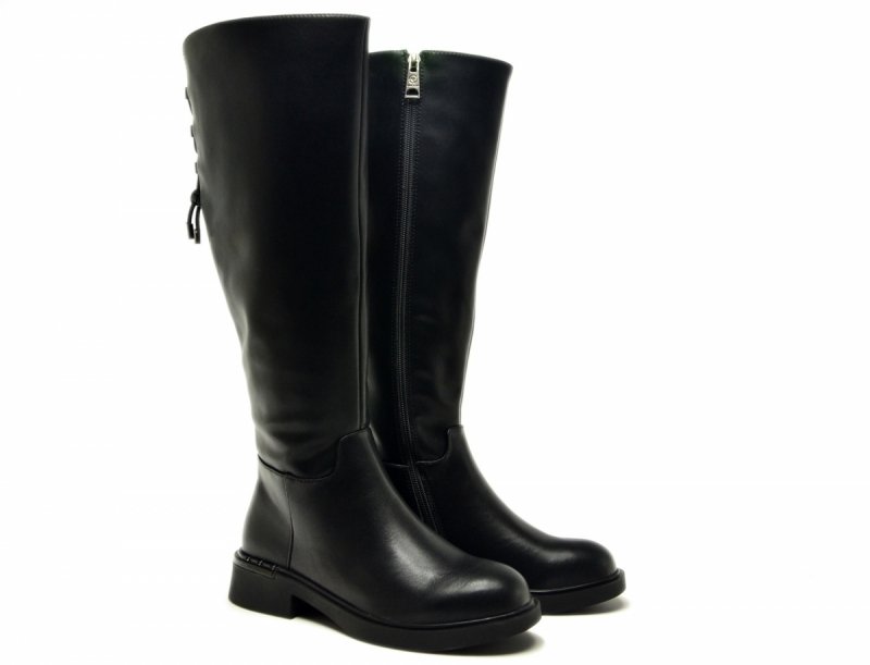 Kozaki 38 VINCEZA 66822 czarne skóra skórzane damskie płaskie