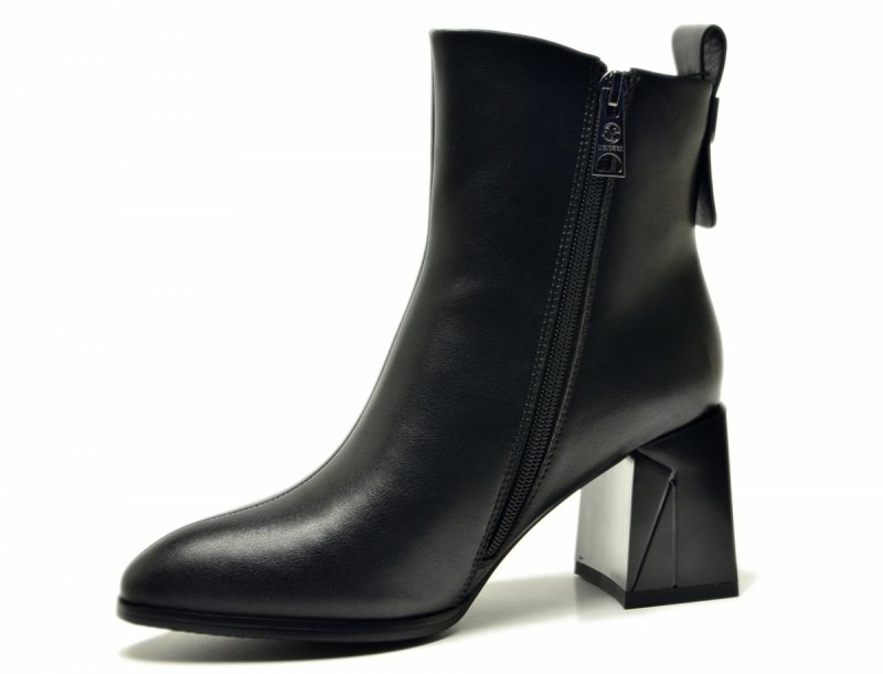 Botki 37 VINCEZA 66812 skóra czarne na obcasie skórzane damskie