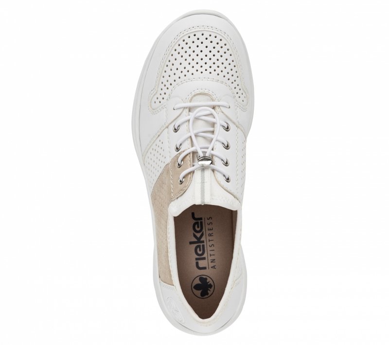Półbuty sneakersy 38 RIEKER L3254 białe złote damskie żurowane