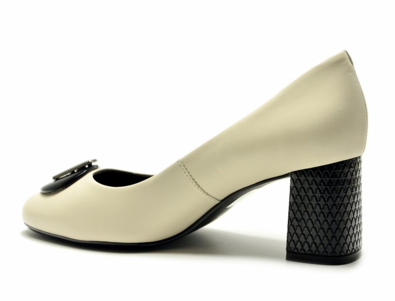 Czółenka 40 skóra złamana biel póbuty 11804 na obcasie CAPELLI ROSSI