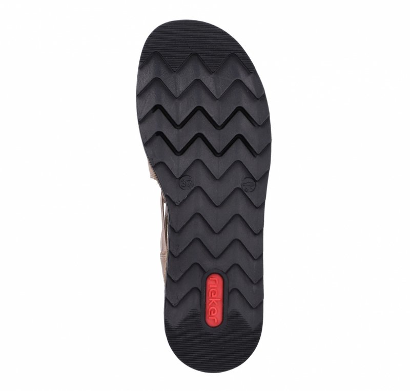 Sandałki beżowe złote 40 RIEKER 7972 beż na koturnie platformie