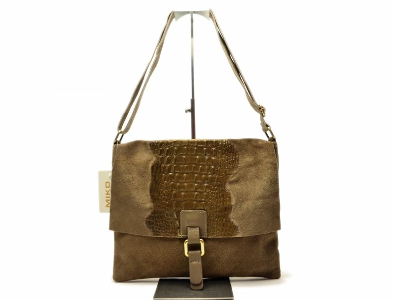 TOREBKA skórzana MIKO skóra taupe damska listonoszka beżowa