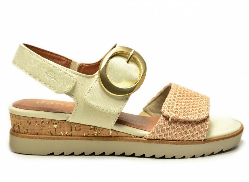 Sandały beż 40 JANA 28776 na platformie koturnie beżowe kremowe