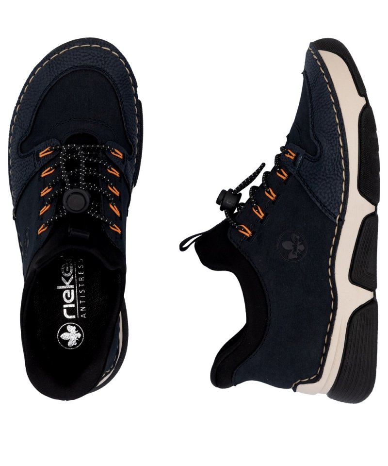 BOTKI sneakersy 37 RIEKER 45963 skóra granatowe damskie półbuty