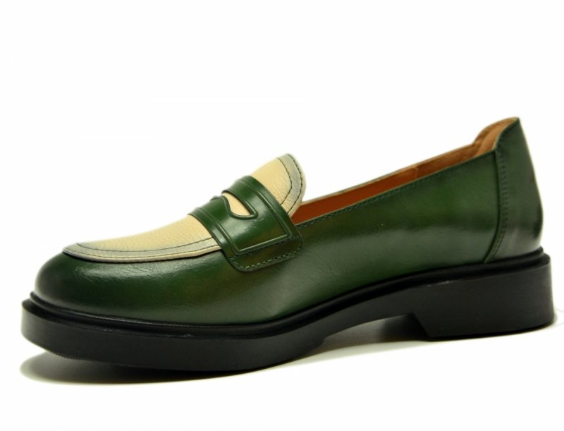 Półbuty 38 mokasyny POTOCKI 12561 zielone beżowe