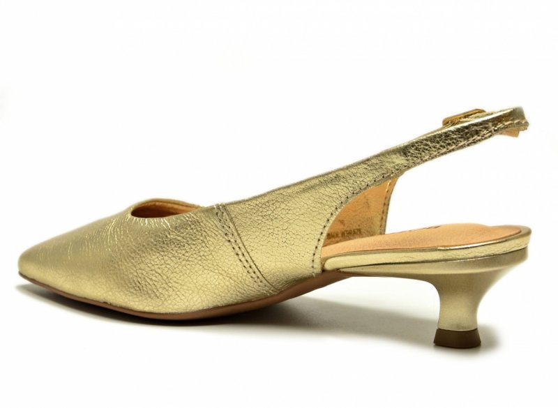 Czółenka złote 41 kaczuszki skóra BOTTERO 372301 skórzane  z odkrytą piętą