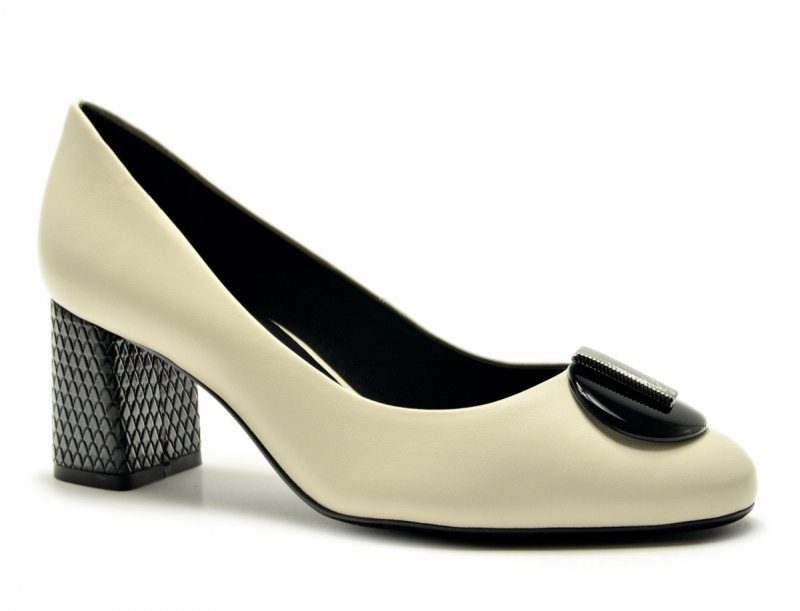 Czółenka 40 skóra złamana biel póbuty 11804 na obcasie CAPELLI ROSSI