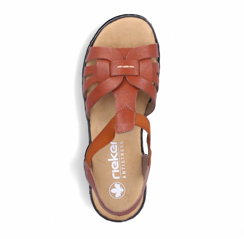 Sandałki brązowe 39 RIEKER 62918 na koturnie platformie brąz