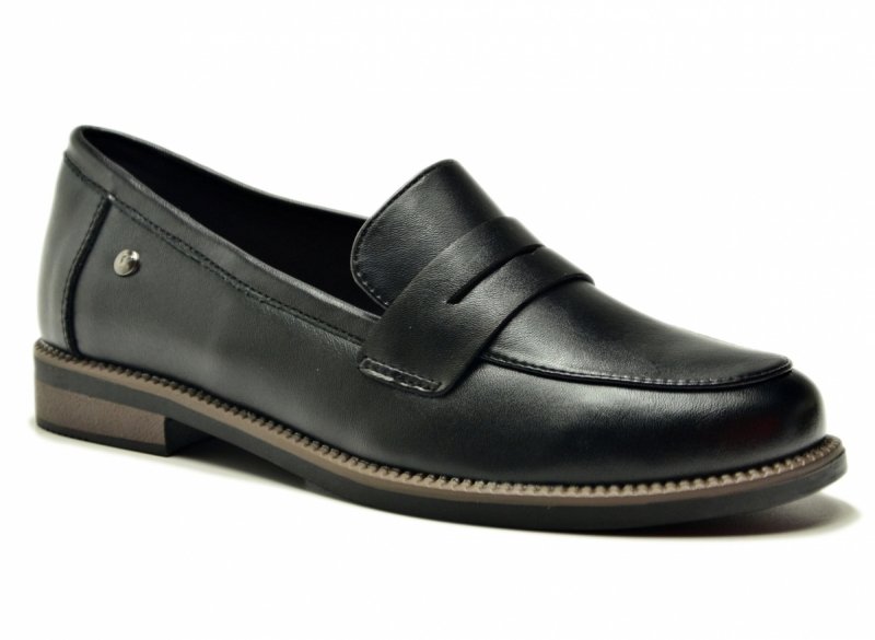 Mokasyny czarne skóra 41 półbuty VINCEZA 18131 skórzane damskie