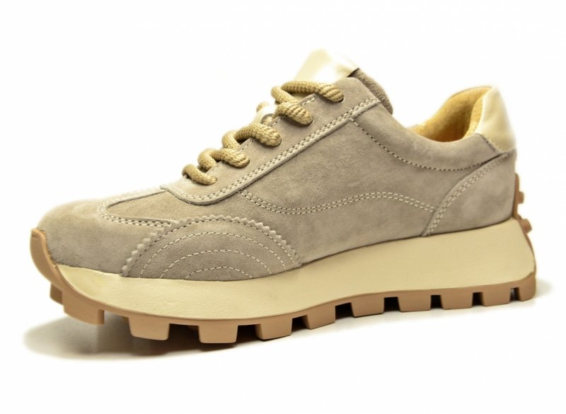 Sneakersy beż 37 skóra FILIPPO 7498 beżowe skórzane zamsz półbuty