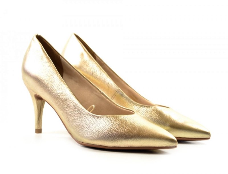 Czółenka 37 szpilki BOTTERO skóra złote skórzane 353721