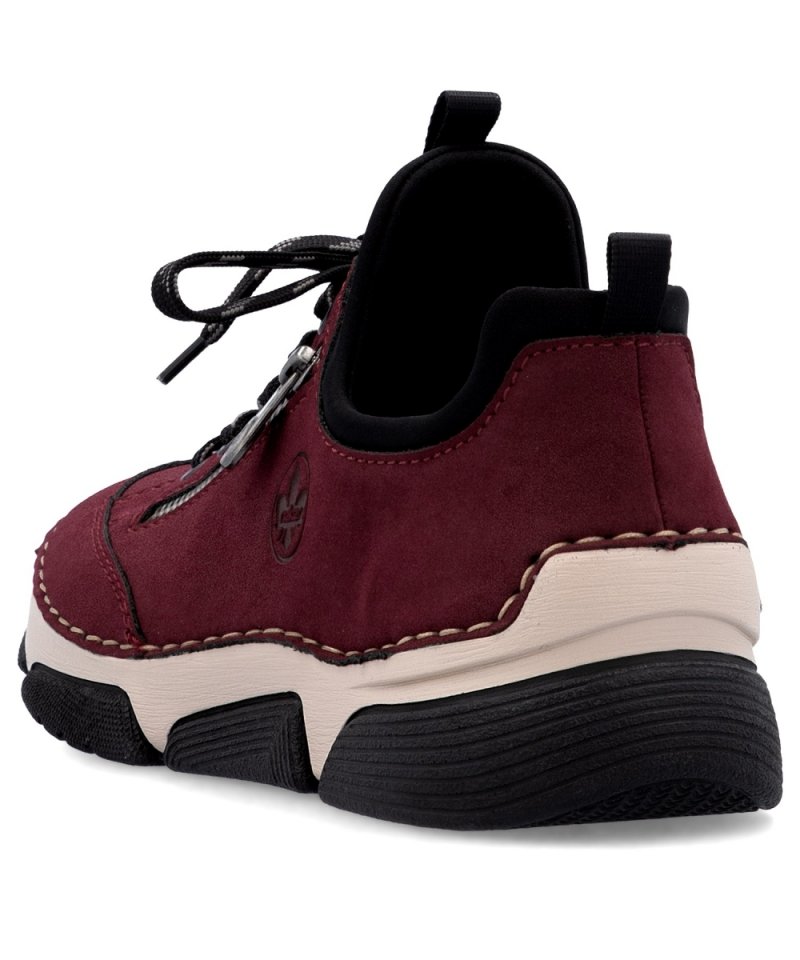BOTKI sneakersy 37 RIEKER 45973 bordowe damskie półbuty bordo
