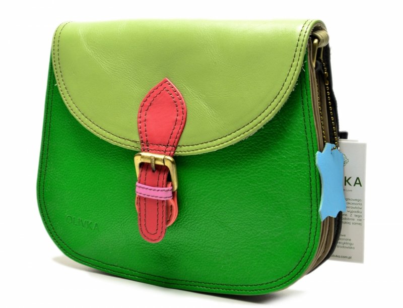 Torebka listonoszka OLIVKA skóra kolorowa skórzana 