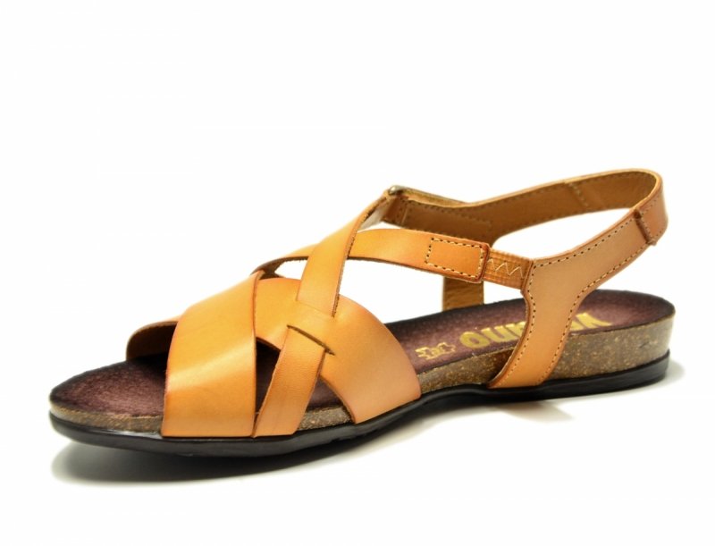 Sandały 37 skóra VERANO 674 camel skórzane płaskie