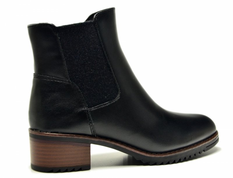 Botki 39 MARCO TOZZI skóra 25376 czarne skórzane brąz