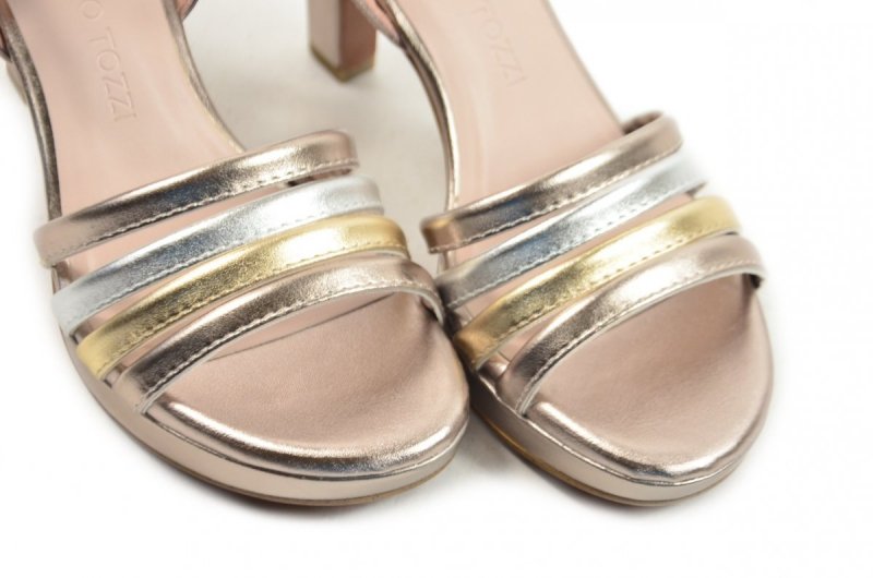 Sandałki 40 MARCO TOZZI 28309 różowe złote srebrne metaliczne