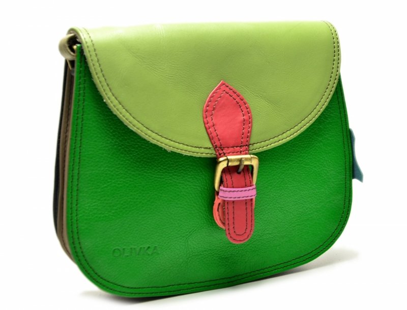 Torebka listonoszka OLIVKA skóra kolorowa skórzana 