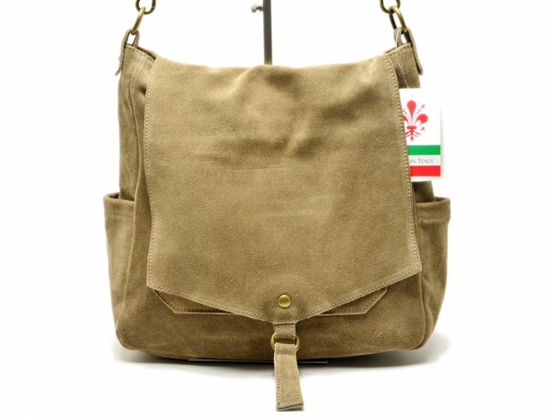 TOREBKA skóra taupe skórzana damska MIKO beż zamsz beżowa