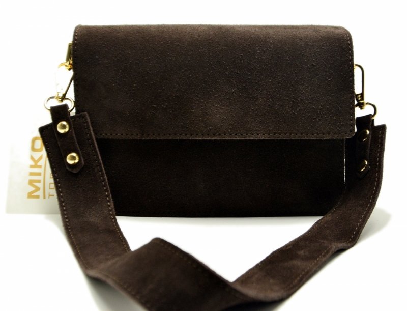 TOREBKA listonoszka skóra brązowa skórzana zamsz MIKO damska 
