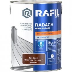 Radach 5L Czerwony Tlenkowy RAL3009 PÓŁMAT farba na dach Rafil