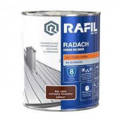 Radach 0,75L Czerwony Tlenkowy RAL3009 PÓŁMAT farba na dach Rafil  ocynk stal aluminium 