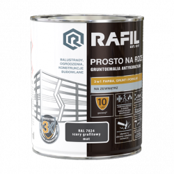 Rafil Na Rdzę 0,75L SZARY GRAFIT-OWY RAL7024 MAT farba szybkoschnąca antykorozyjna gruntoemalia do stali żeliwa