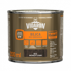 Vidaron Bejca 0,2L B12 ANTRACYT-OWY SZARY do drewna rozpuszczalnikowa imitacji na szkle metalu