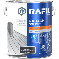 Radach 10L ANTRACYT-OWY RAL7016 PÓŁMAT farba na dach Rafil szary ocynk stal aluminium 