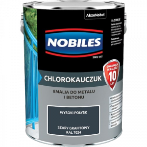 Chlorokauczuk 5L RAL7024 SZARY GRAFIT-OWY Nobiles farba metalu betonu emalia stali żeliwa