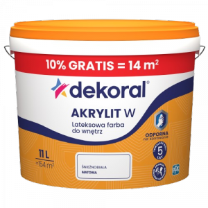 Dekoral Akrylit W PLUS 10L + 1L = 11L BIAŁY farba lateksowa biała odporna na szorowanie emulsja - TYLKO ODBIÓR OSOBISTY LUB WYSYŁKA NA PALECIE