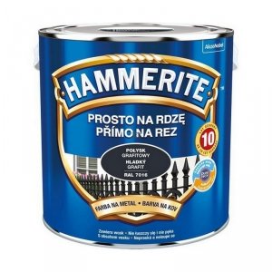 Hammerite Na Rdzę 2,5L GRAFIT-OWY RAL7016 POŁYSK hamerite farba szybkoschnąca antykorozyjna gruntoemalia