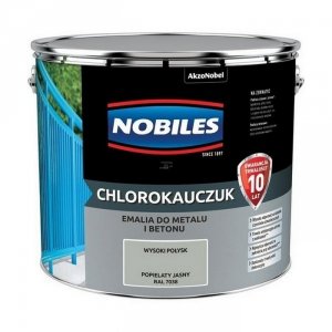Chlorokauczuk 10L RAL7038 POPIELATY JASNY Nobiles farba metalu betonu szara emalia stali żeliwa