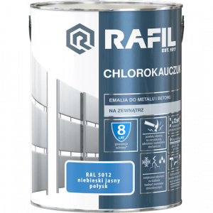 Rafil Chlorokauczuk 5L Niebieski Jasny RAL5012 niebieska farba metalu betonu emalia chlorokauczukowa 