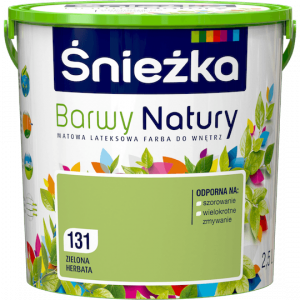 Śnieżka Barwy Natury 2,5L Zielona Herbata 131 mat farba do wnętrz ścian sufitów emulsja